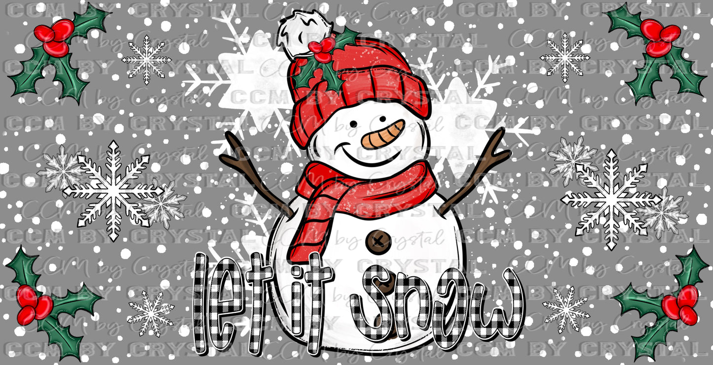 Let It Snow Winter Christmas Transfer 16oz Libby Glass Can Wrap Ready to Apply