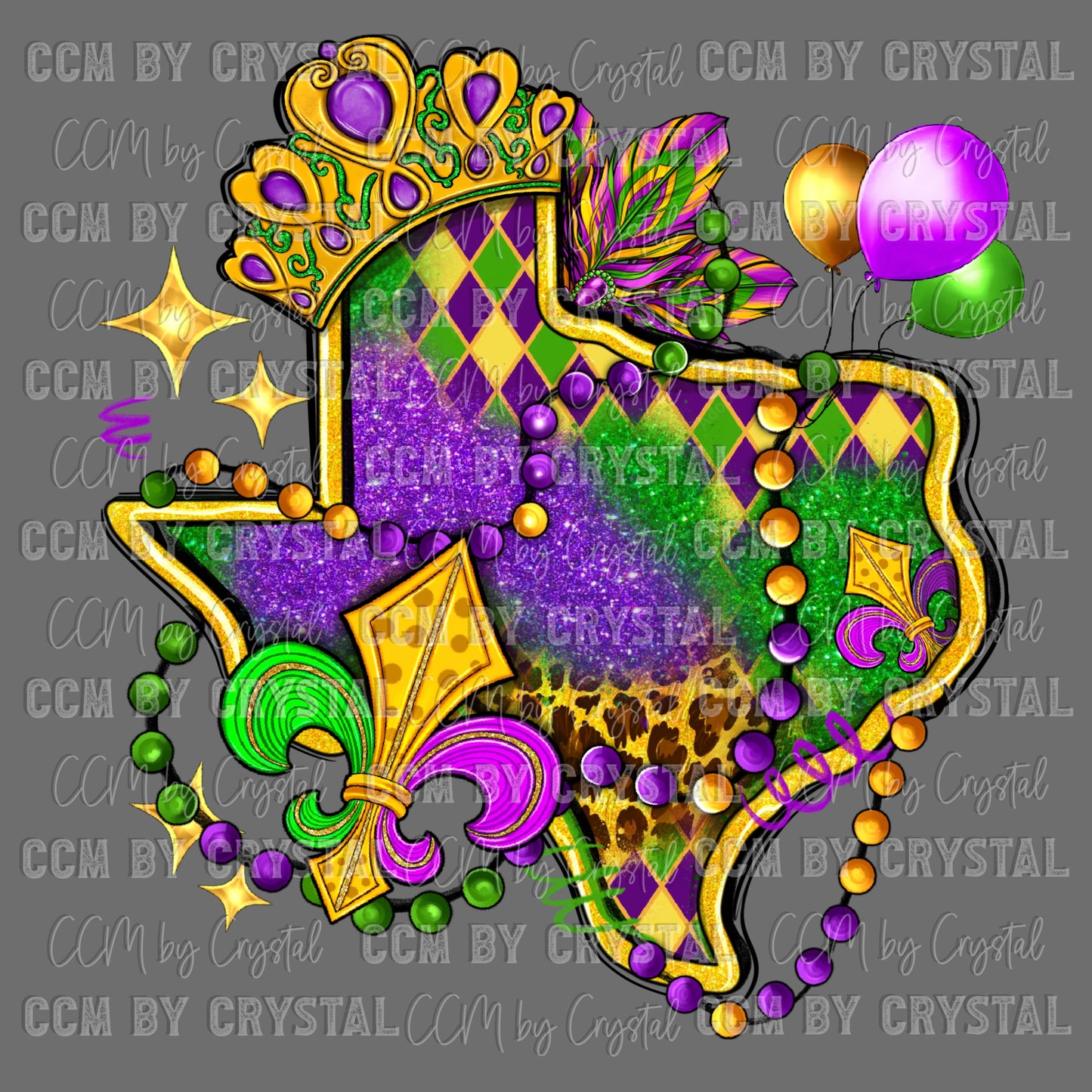 Mardi Gras Texas Ready to Press Instant Peel DTF Transfers Sublimation Transfers