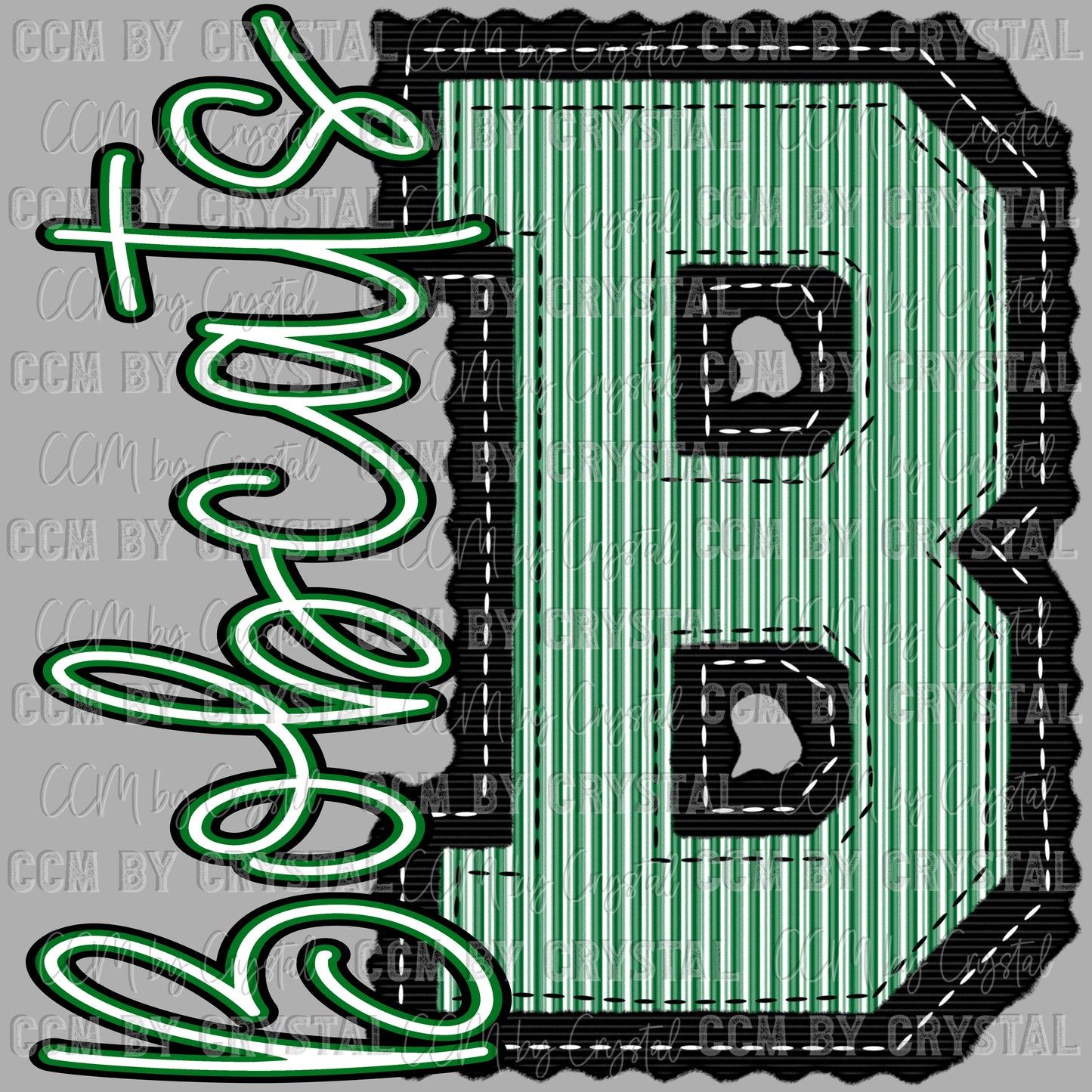 B Bobcats Preppy Mascot Ready to Press Instant Peel DTF Transfers Sublimation Transfers
