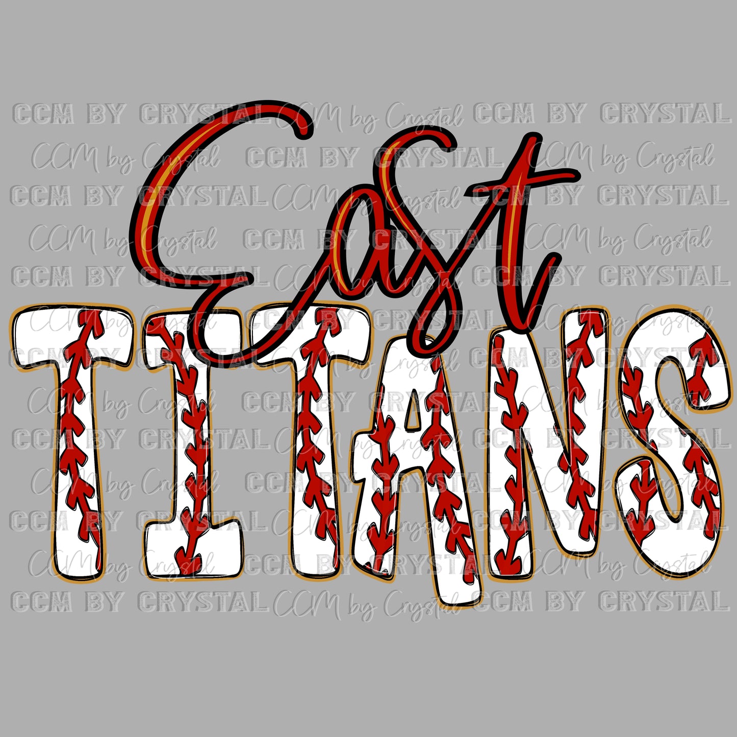 Victoria East Titans Baseball Mascot Ready to Press Instant Peel DTF Transfers Sublimation Transfers