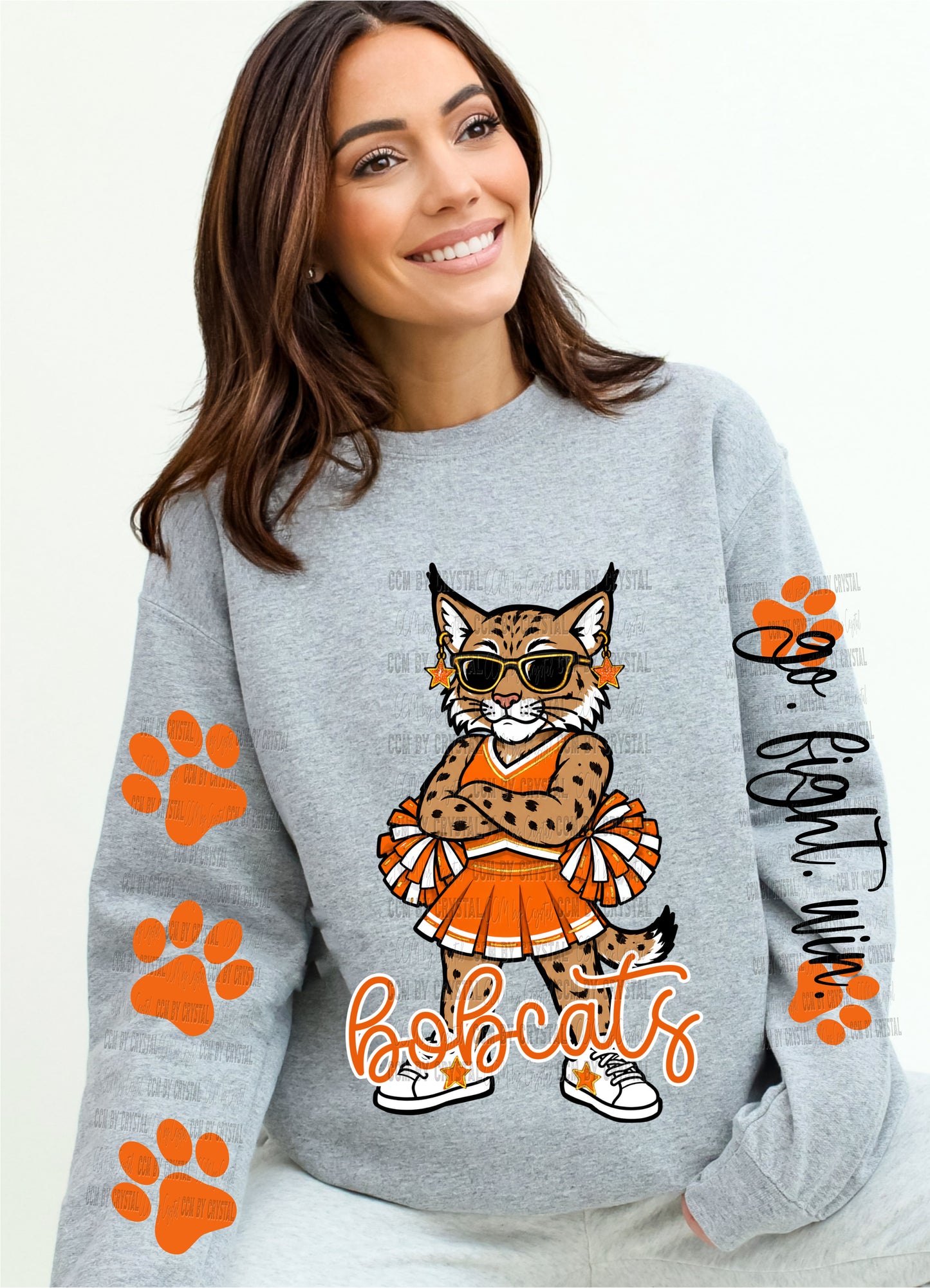 Bobcats Orange Cheerleader Go Fight Win T-Shirt Sweatshirt