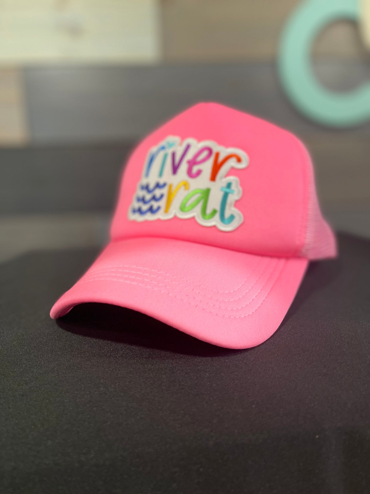 Hot Pink River Rat Summertime Embroidered Patch Trucker Hat