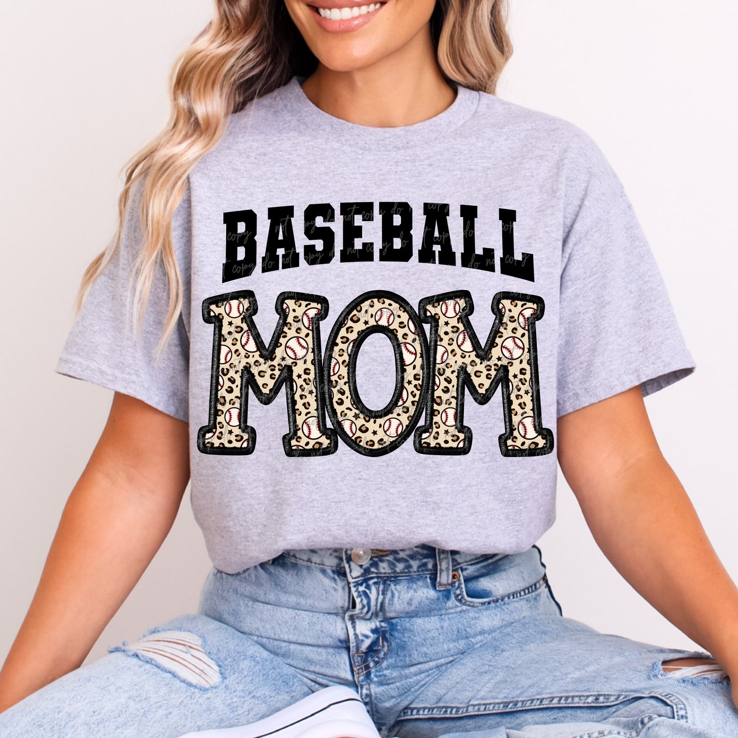 Baseball Mom Faux Embroidery Ready to Press Instant Peel DTF Transfers Sublimation Transfers