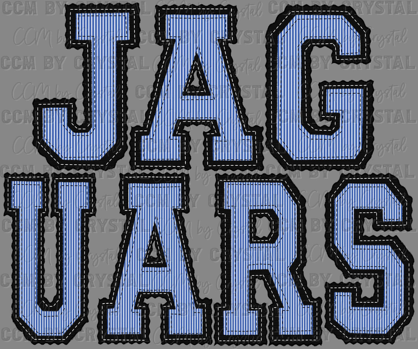Jaguars Faux Embroidery Blue Black Sports Mascot Ready to Press Transfer DTF Transfer Sublimation Transfer