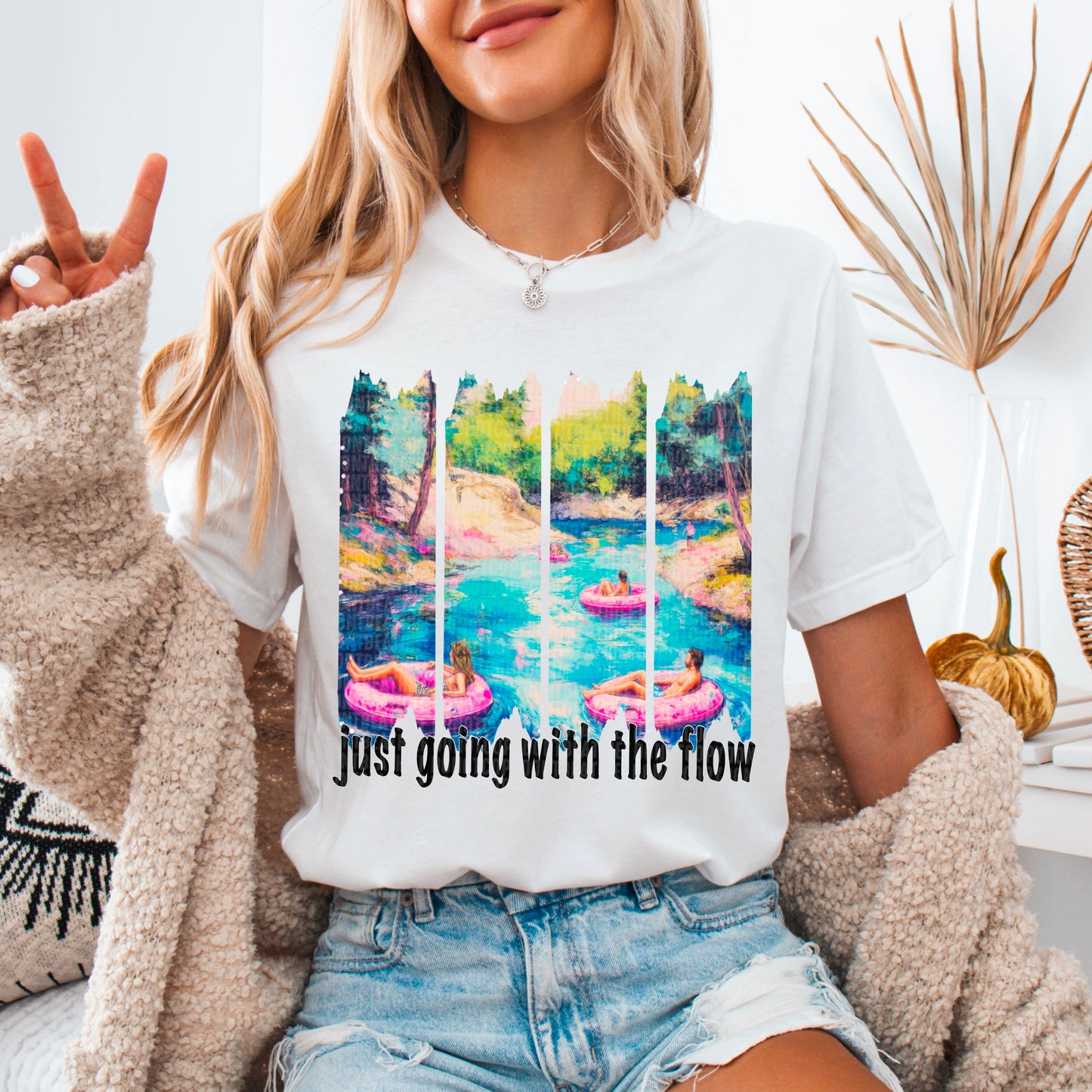 Just Going with the Flow Floating River Summer Ready to Press Transfer DTF Transfer Sublimation Transfer