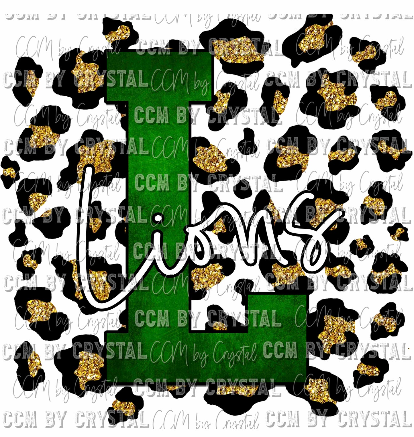 L Lions Green Gold Leopard Print Ready To Press Transfer