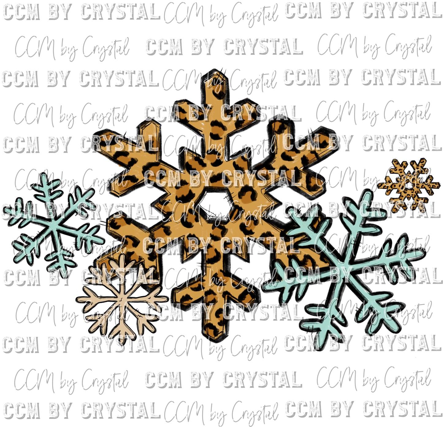 Leopard Snowflake Background Ready to Press Transfer