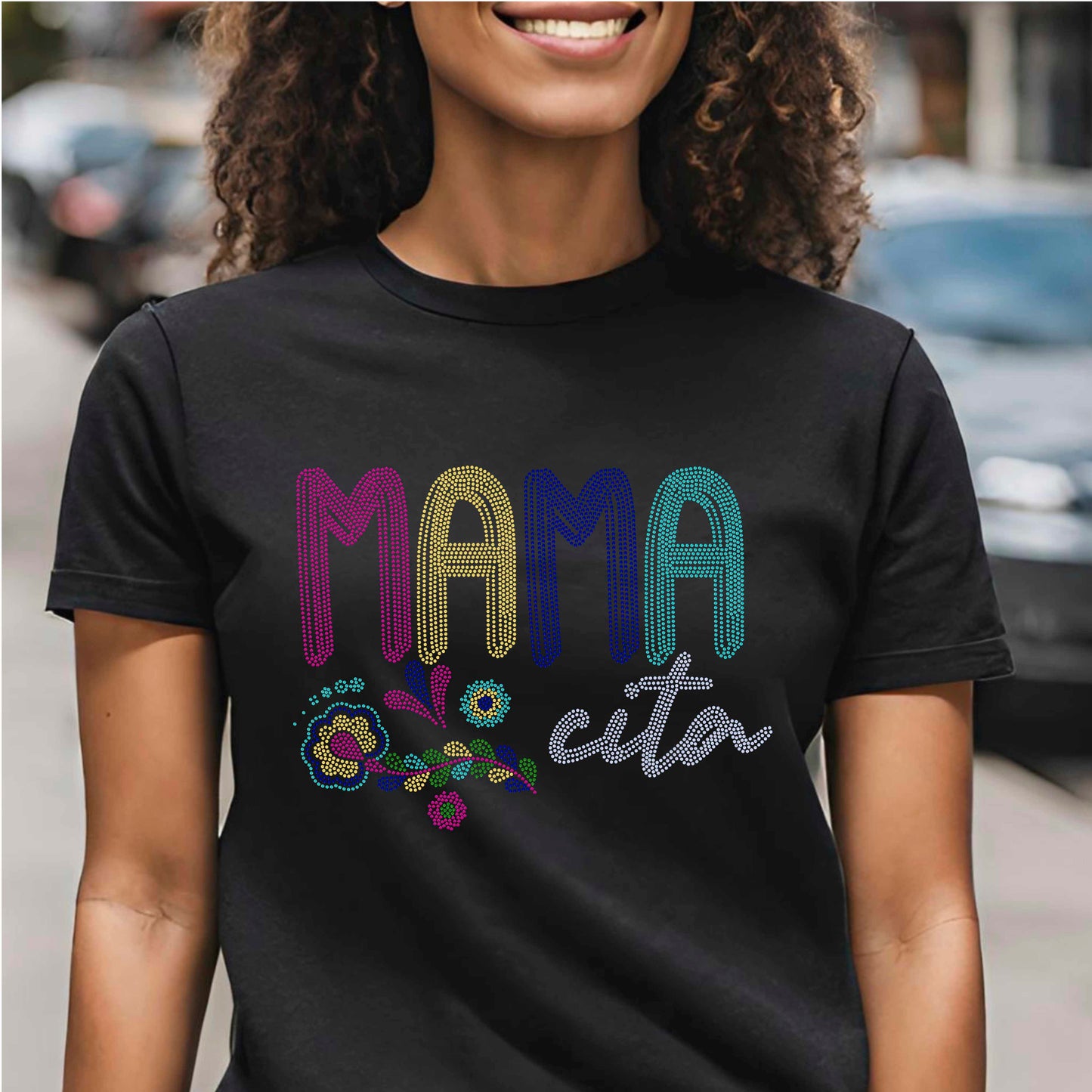 Mamacita 6-Color Approximately 11" wide Spangle Transfer