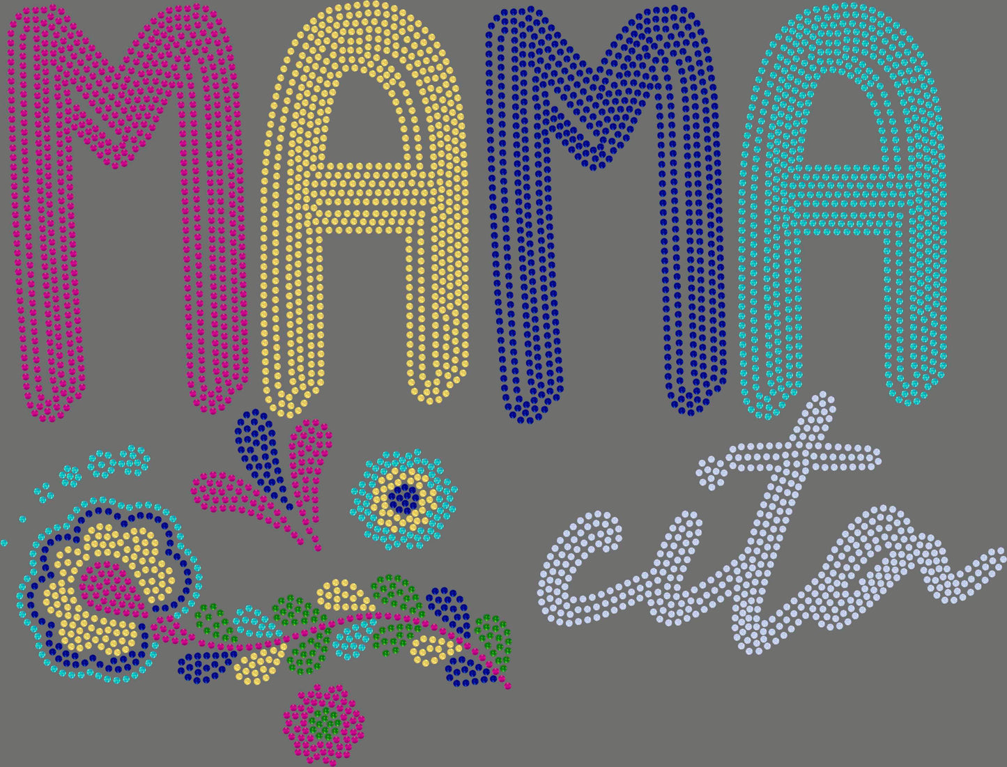 Mamacita 6-Color Approximately 11" wide Spangle Transfer