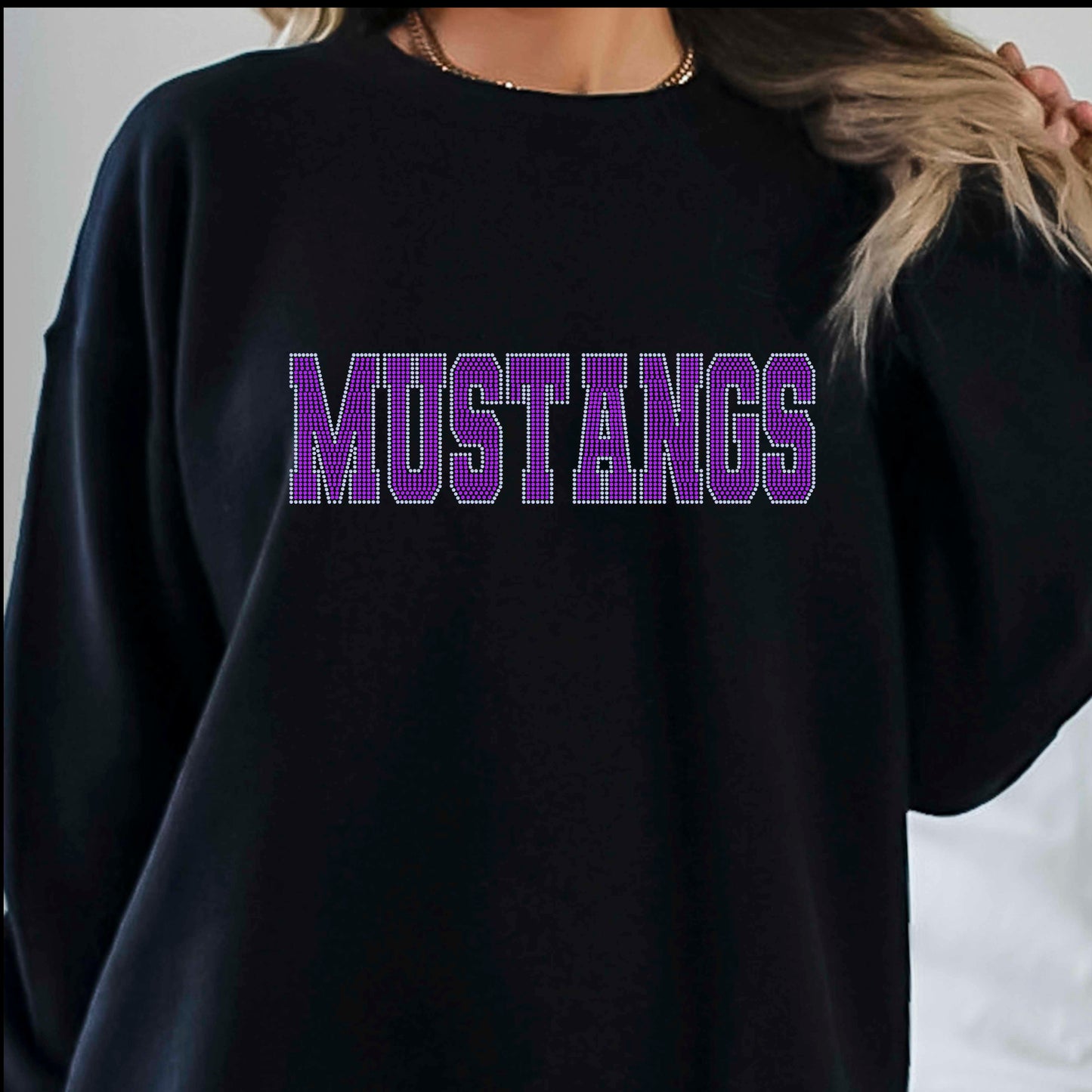 Mustangs 2-Color 11"X3" Spangle Transfer