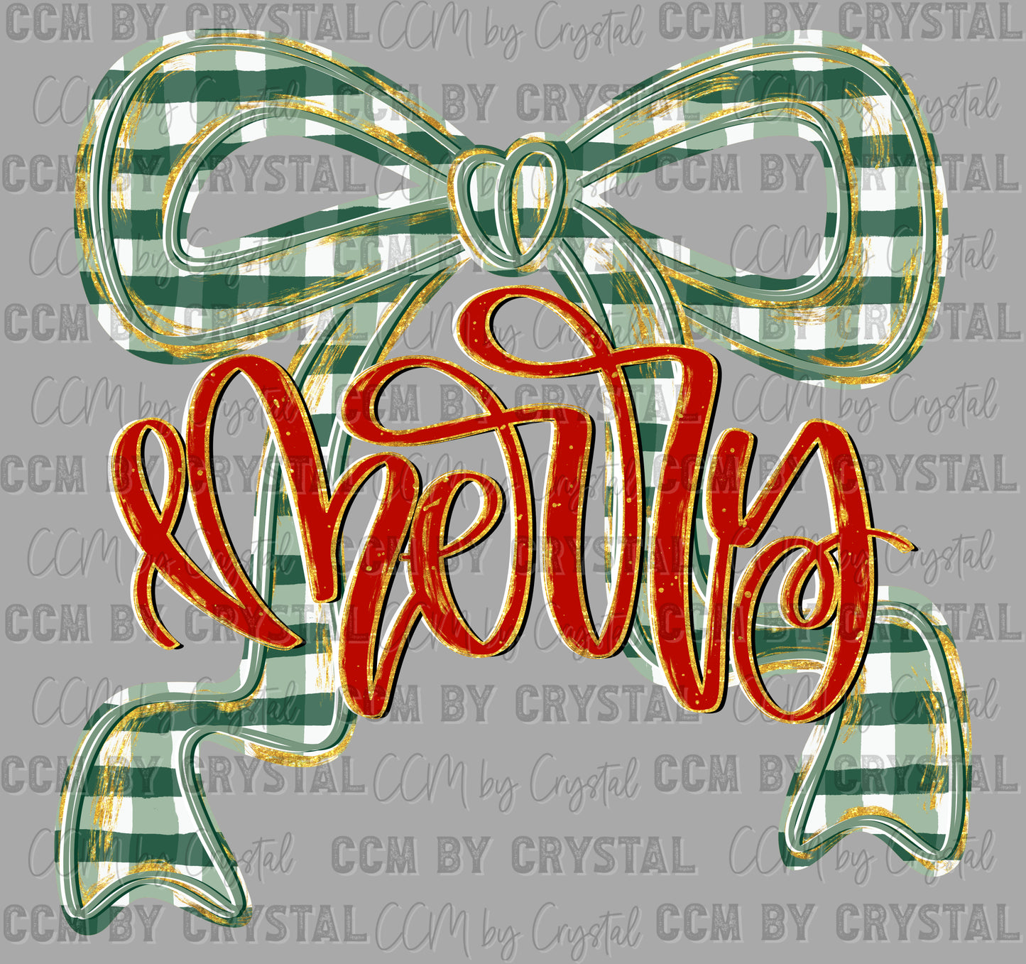 Merry Faux Glitter Bow Christmas Ready to Press Transfer DTF Transfer Sublimation Transfer