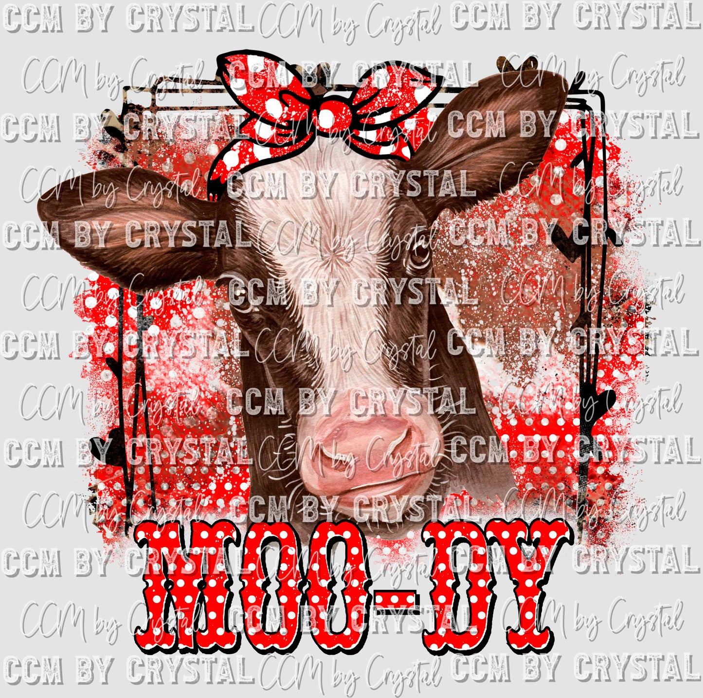 Moody Cow Red Polka Dots Ready to Press Transfer