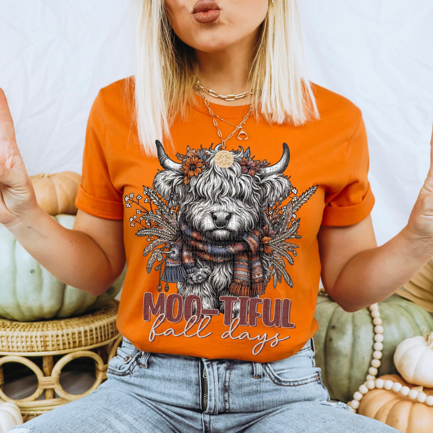 Moo-Tiful Fall Days Highland Cow Ready to Press Transfer