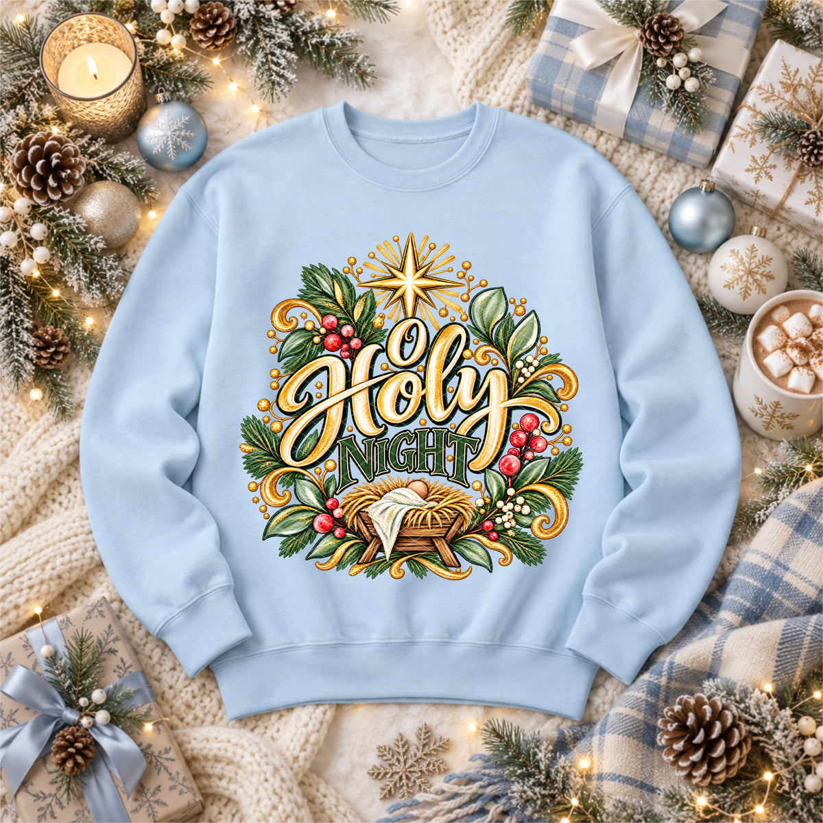 Holy Night Manger Christmas Ready to Press DTF Transfers Sublimation Transfers