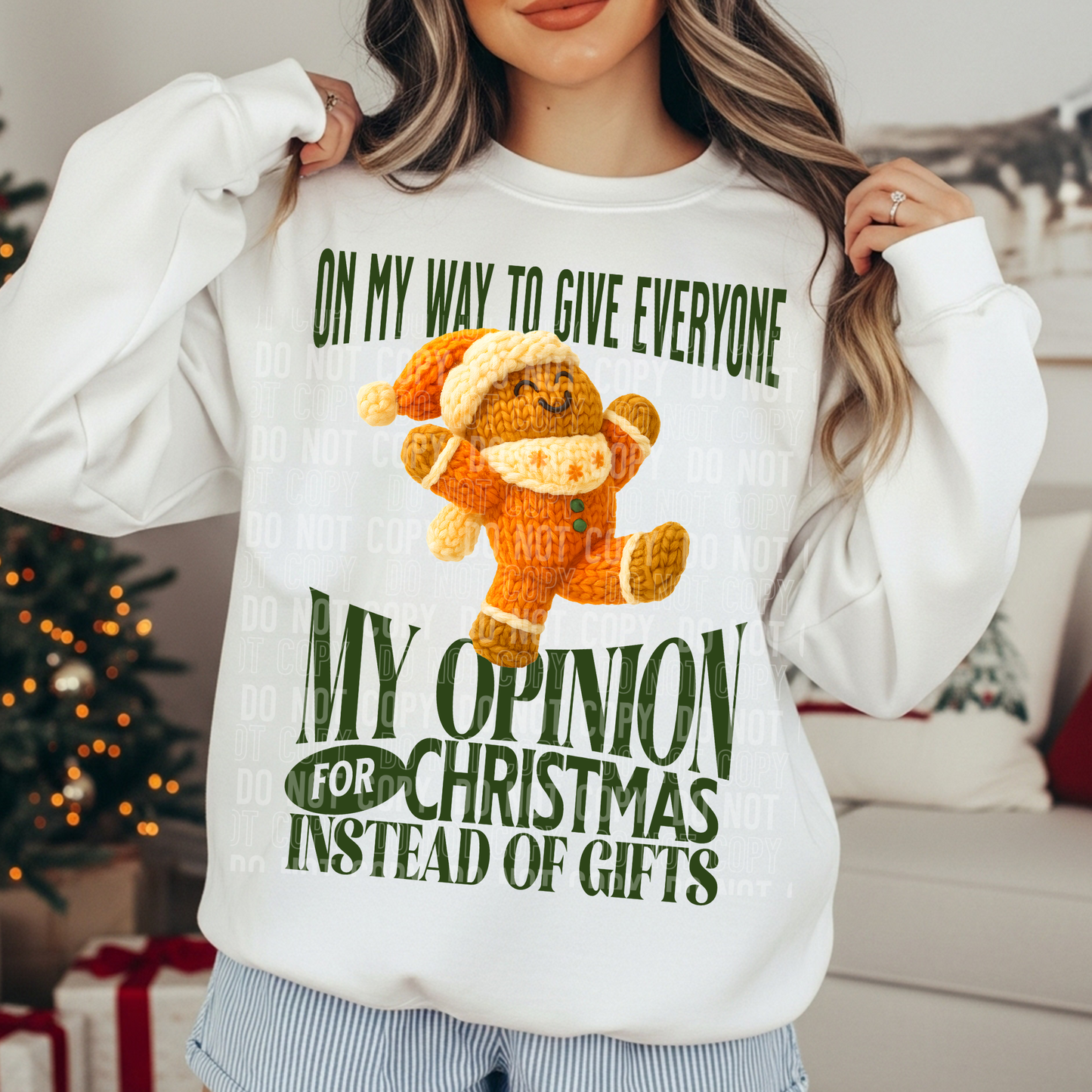 On My Way to give Everyone my Opinion Faux Yarn Christmas Ready to Press Instant Peel DTF Transfers Sublimation Transfers