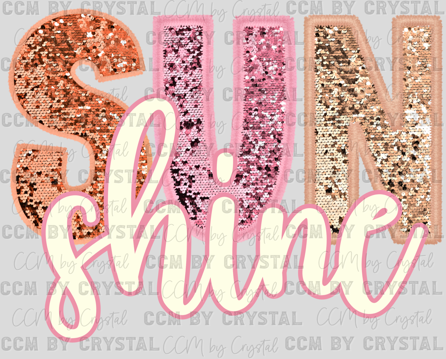 Sunshine Faux Embroidery Faux Sequins Ready to Press Transfer