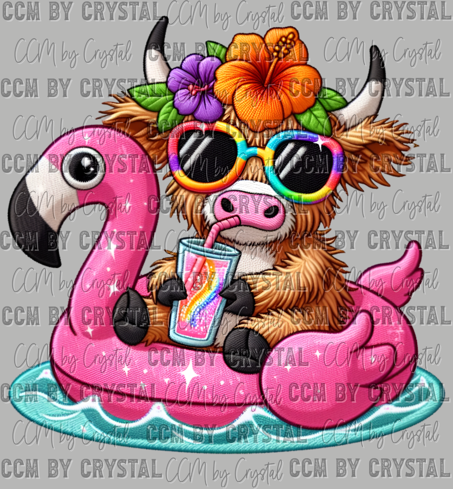 Summertime Highland Cow Ready to Press Transfer