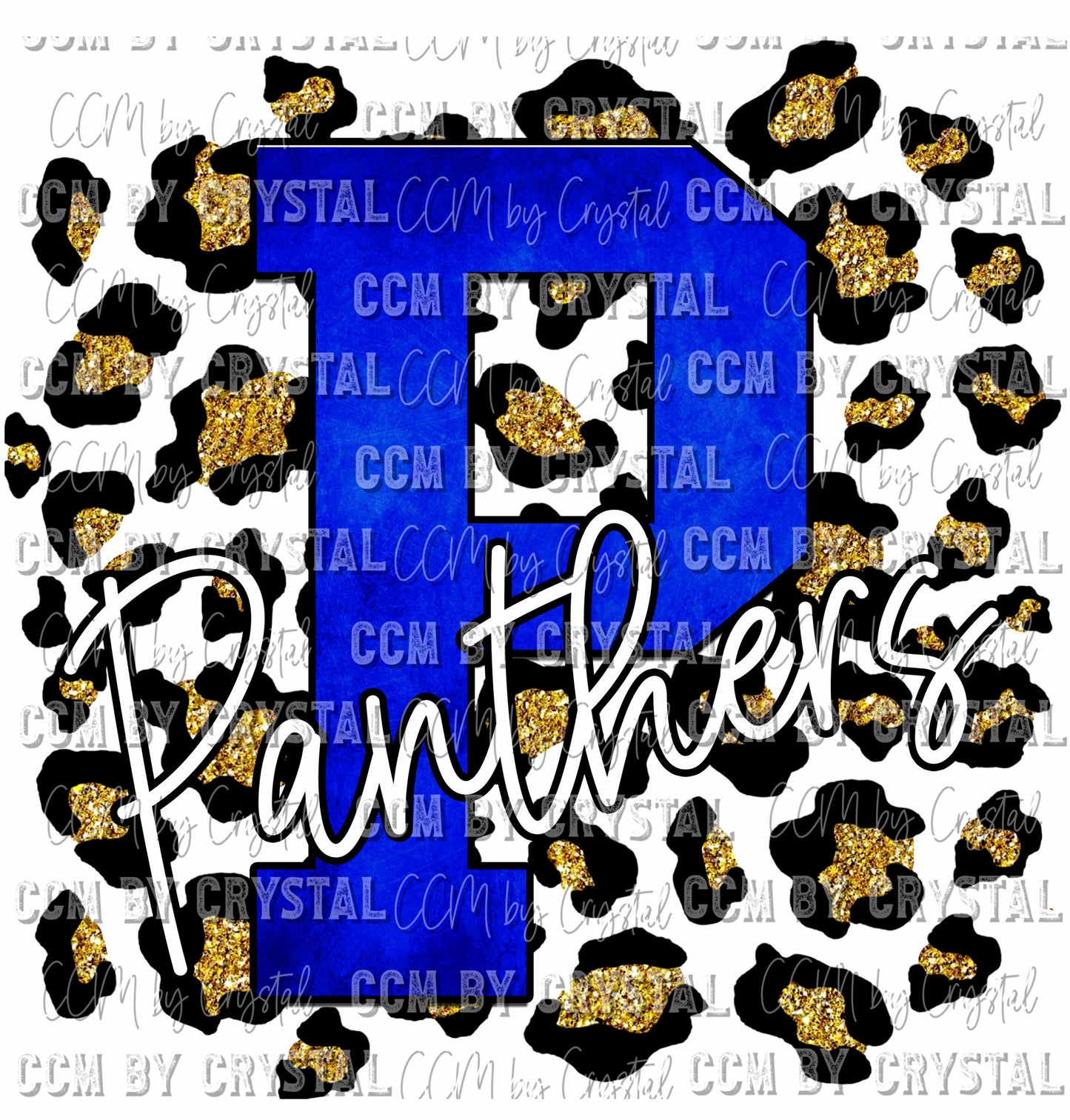 B Bulldogs Blue and Gold Leopard Print Ready To Press Transfer