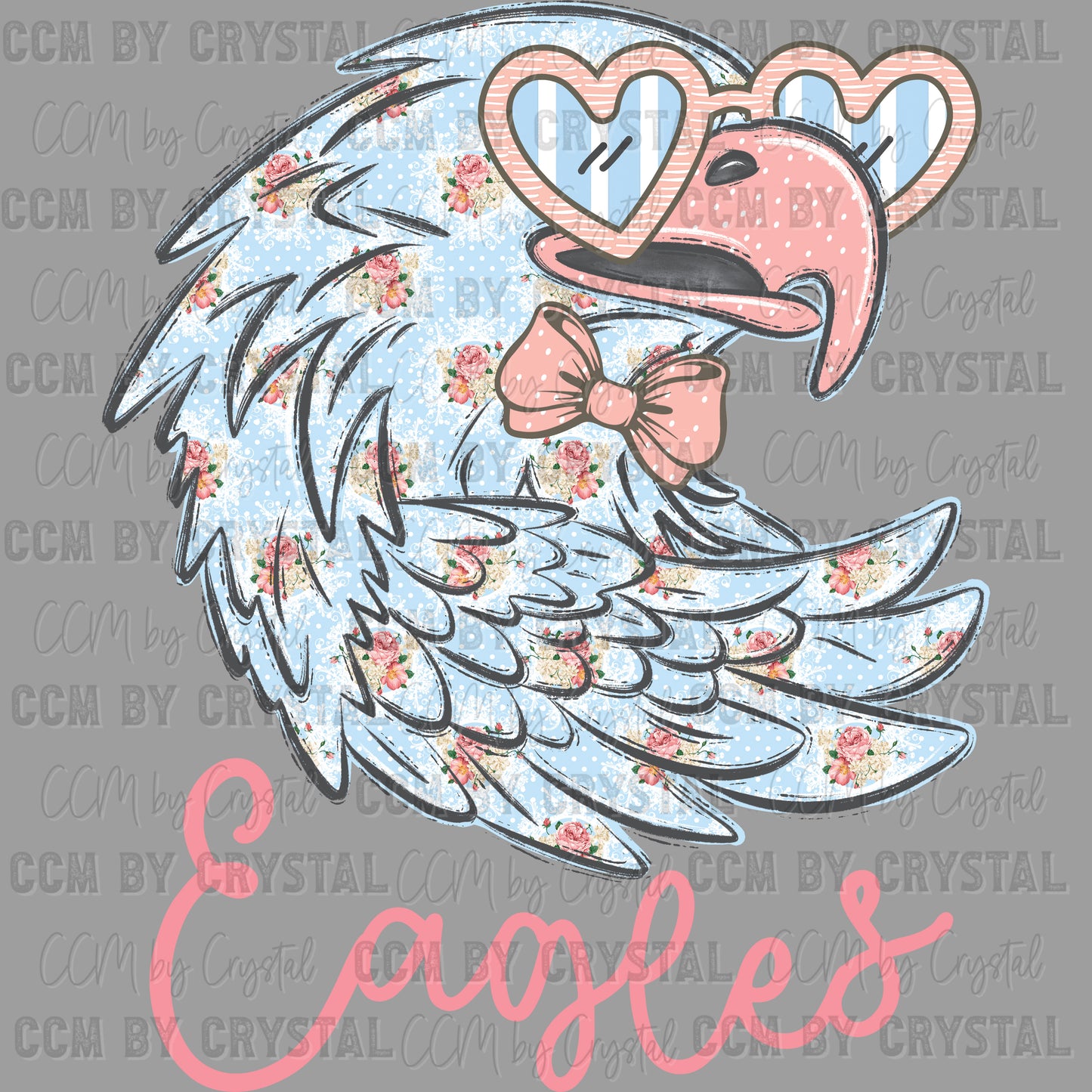 Preppy Eagles Mascot Ready to Press Transfer DTF Transfer Sublimation Transfer
