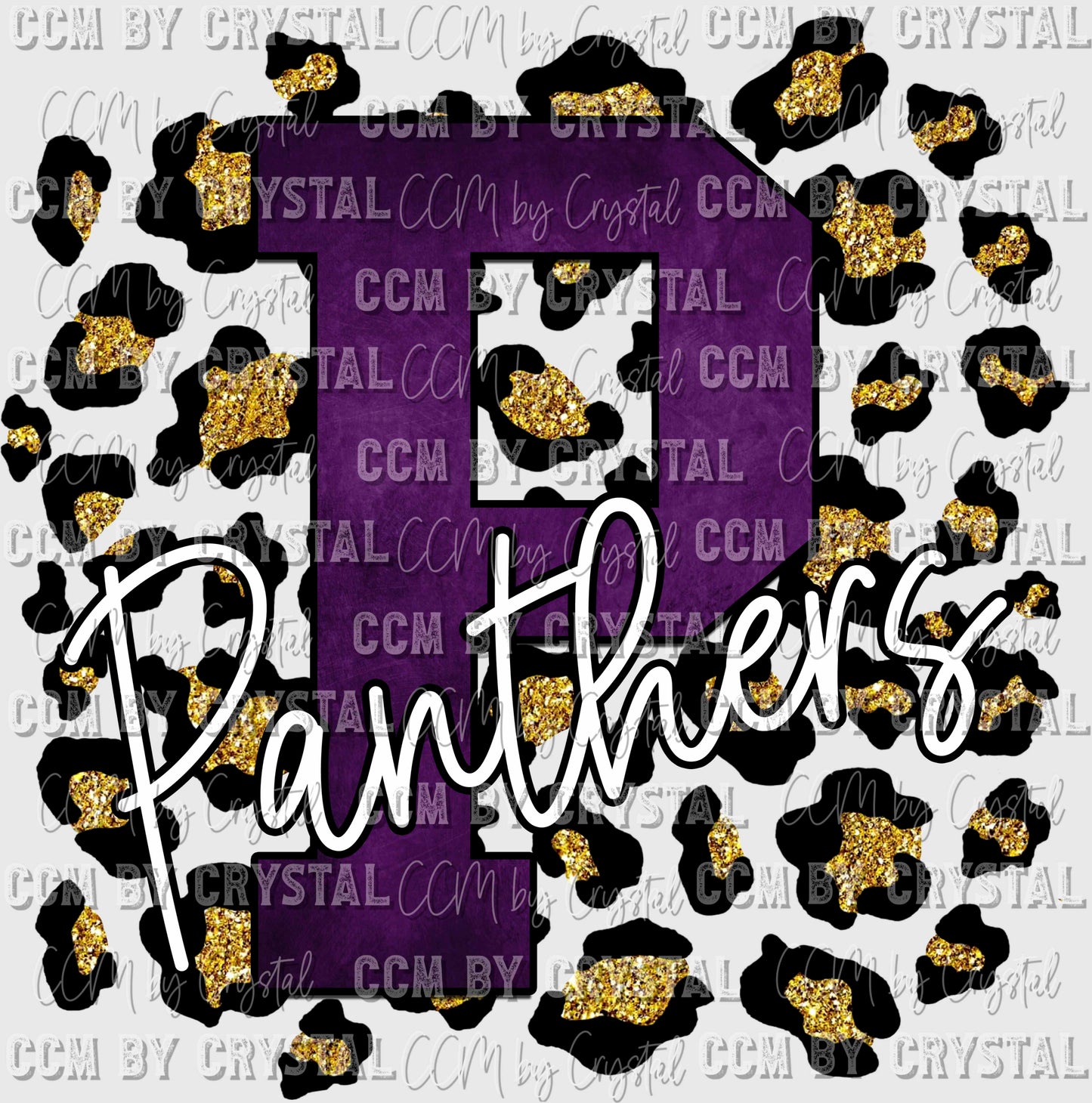 Panthers P Purple with Gold Leopard Background Mascot PNG Digital File ONLY