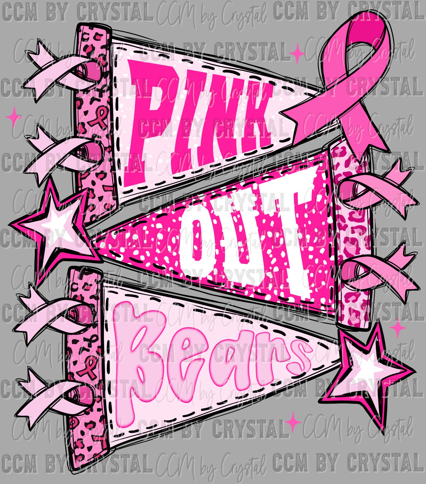 Pink Out Bears Ready to Press Transfer DTF Transfer Sublimation Transfer