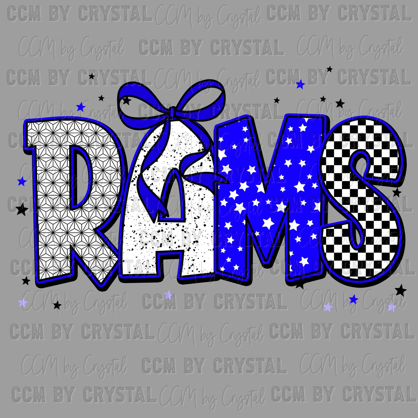 Rams Blue Mascot Ready to Press Transfer DTF Transfer Sublimation Transfer