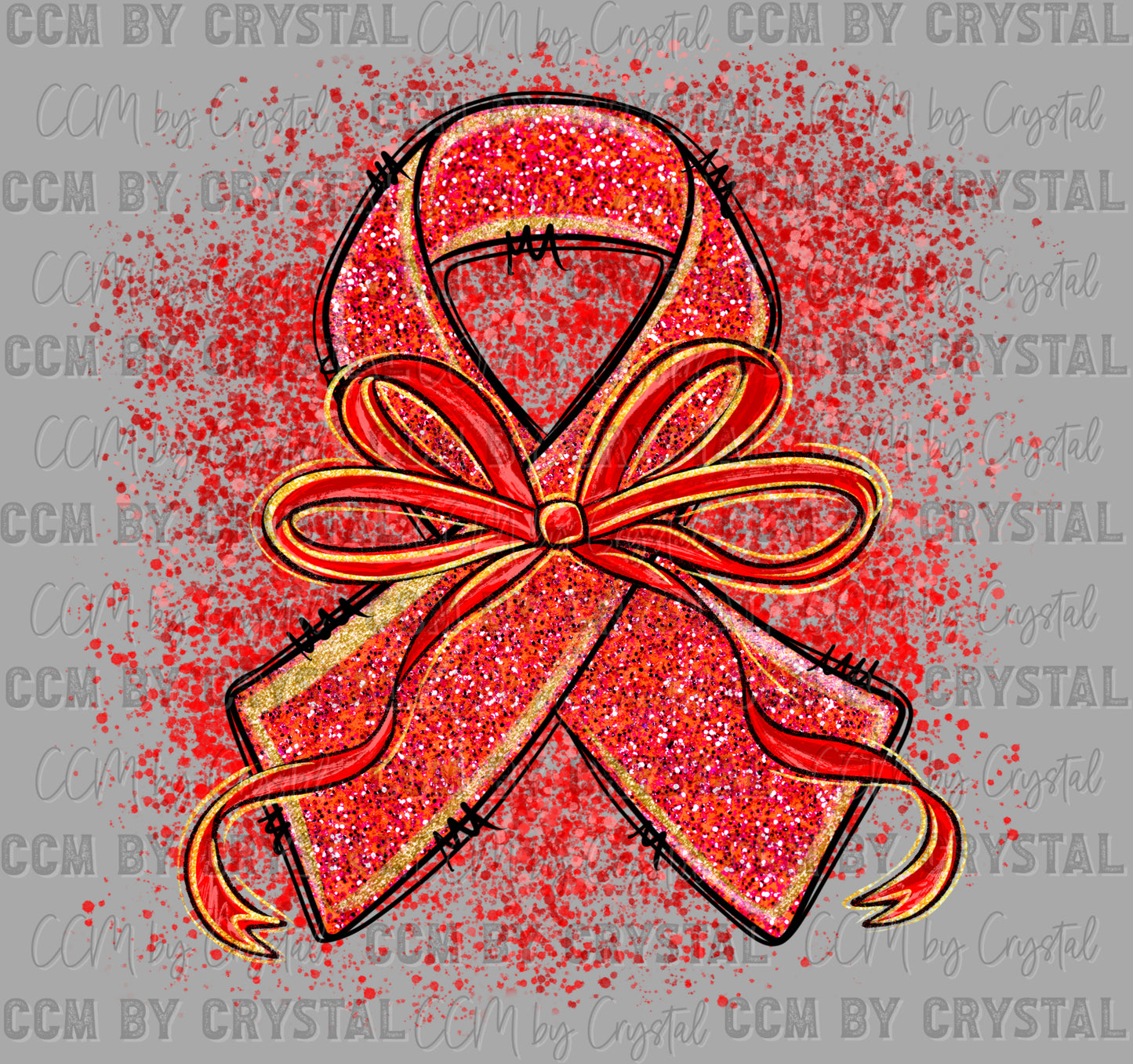 Red Ribbon Week Faux Glitter Bow Ready to Press Transfer DTF Transfer Sublimation Transfer