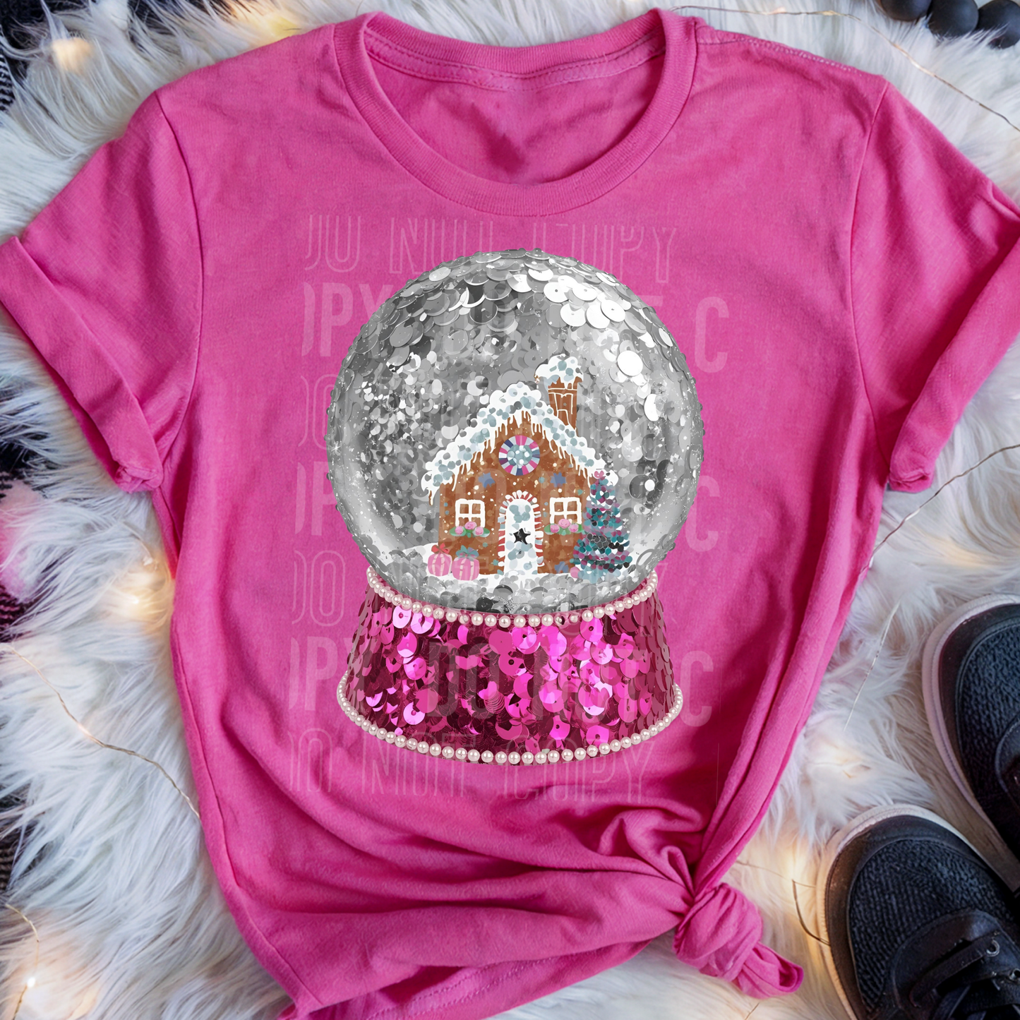 Christmas Snow Globe Faux Fake Yarn Ready to Press Transfer Instant Peel DTF Transfer Sublimation Transfer