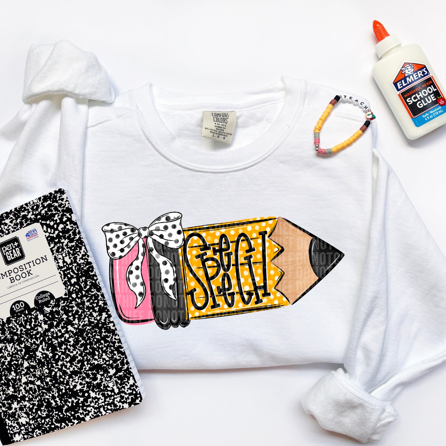 Speech Doodle Pencil back to School Ready to Press Transfer DTF Transfer Sublimation Transfer
