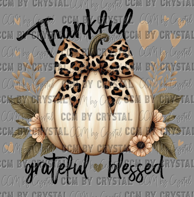 Thankful Grateful Blessed Pumpkin Fall Ready to Press Transfer Instant Peel DTF Transfer Sublimation Transfer