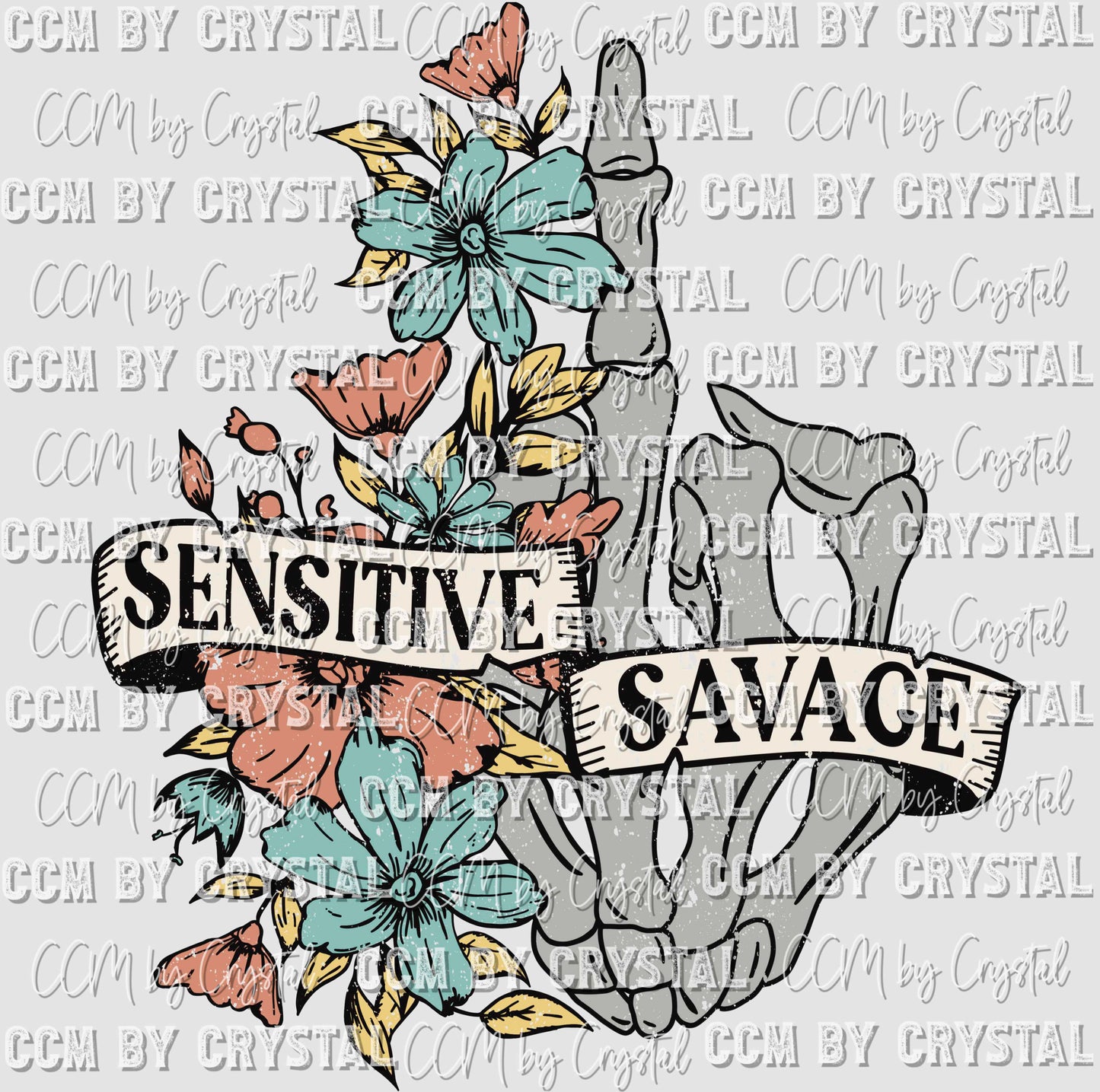 Sensitive Savage Skeleton Ready to Press Transfer