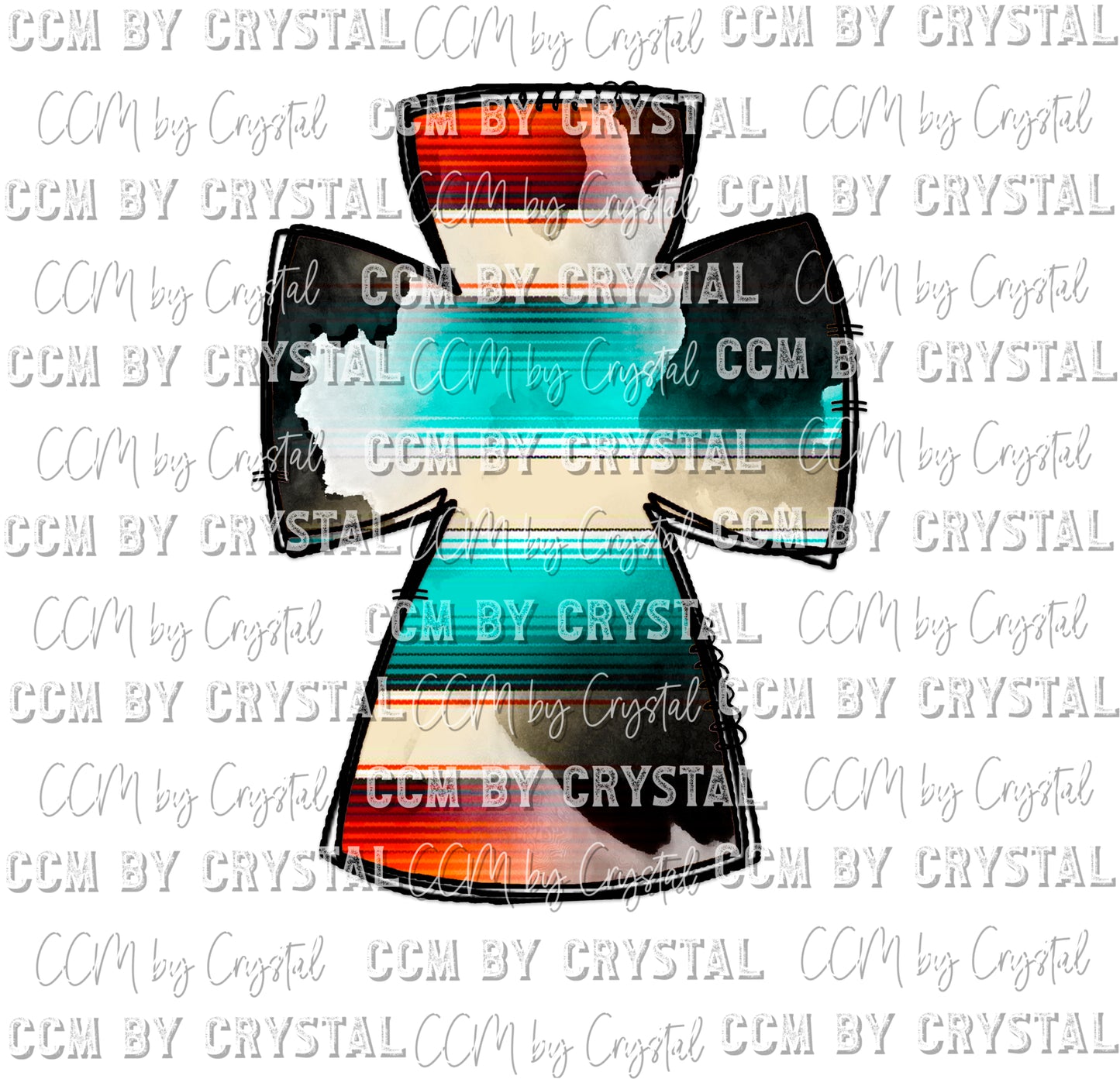 Serape Doodle Cross Ready to Press Transfer