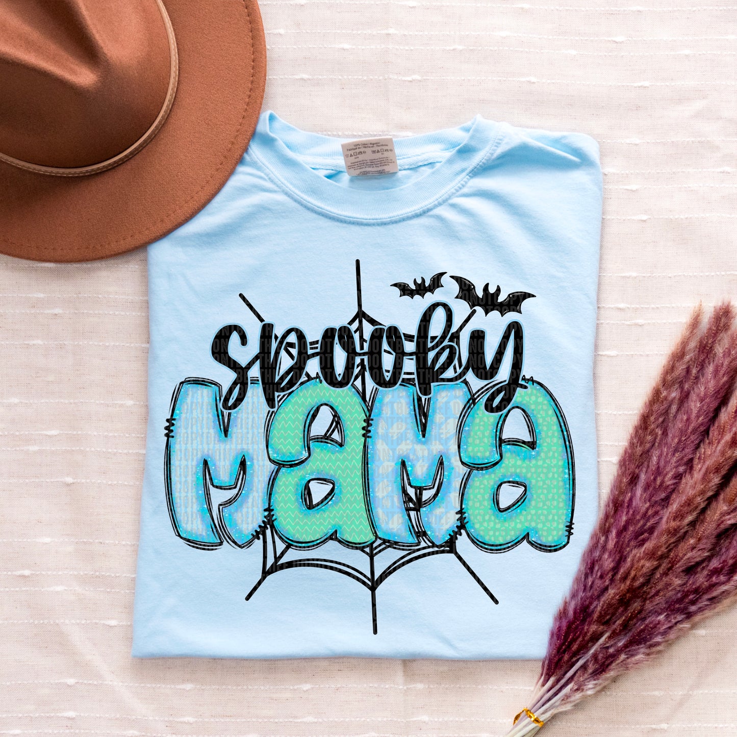 Spooky Mama Blue Halloween Ready to Press Transfer DTF Transfer Sublimation Transfer