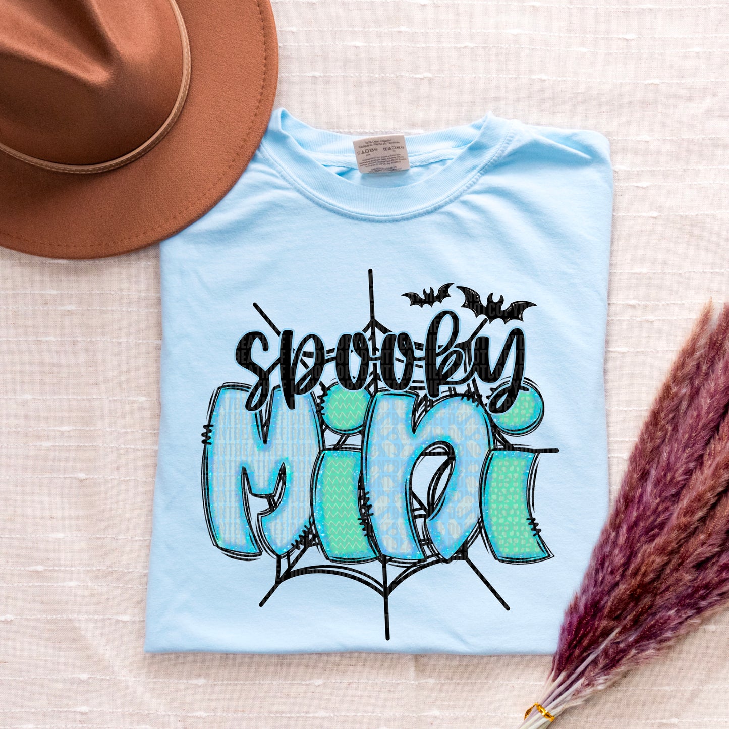Spooky Mini Blue Halloween Ready to Press Transfer DTF Transfer Sublimation Transfer