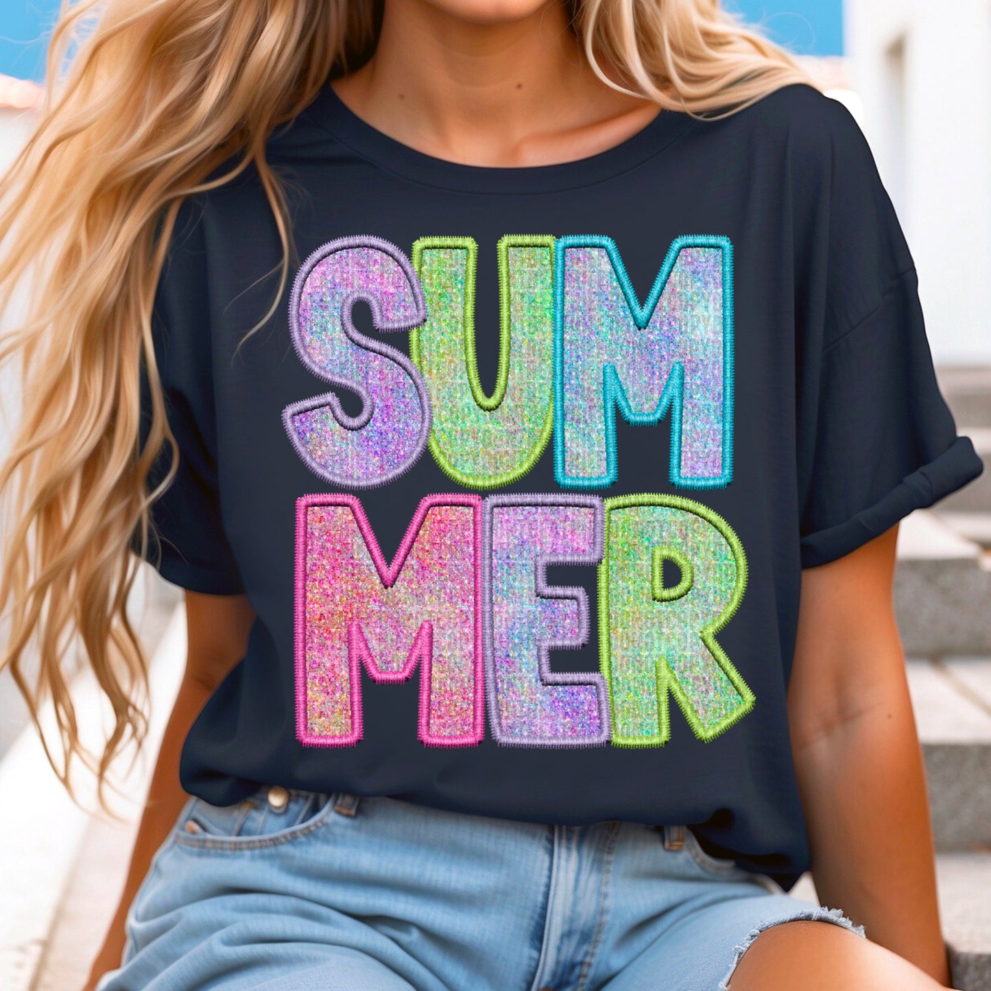 Summer Faux Glitter Ready to Press Transfer