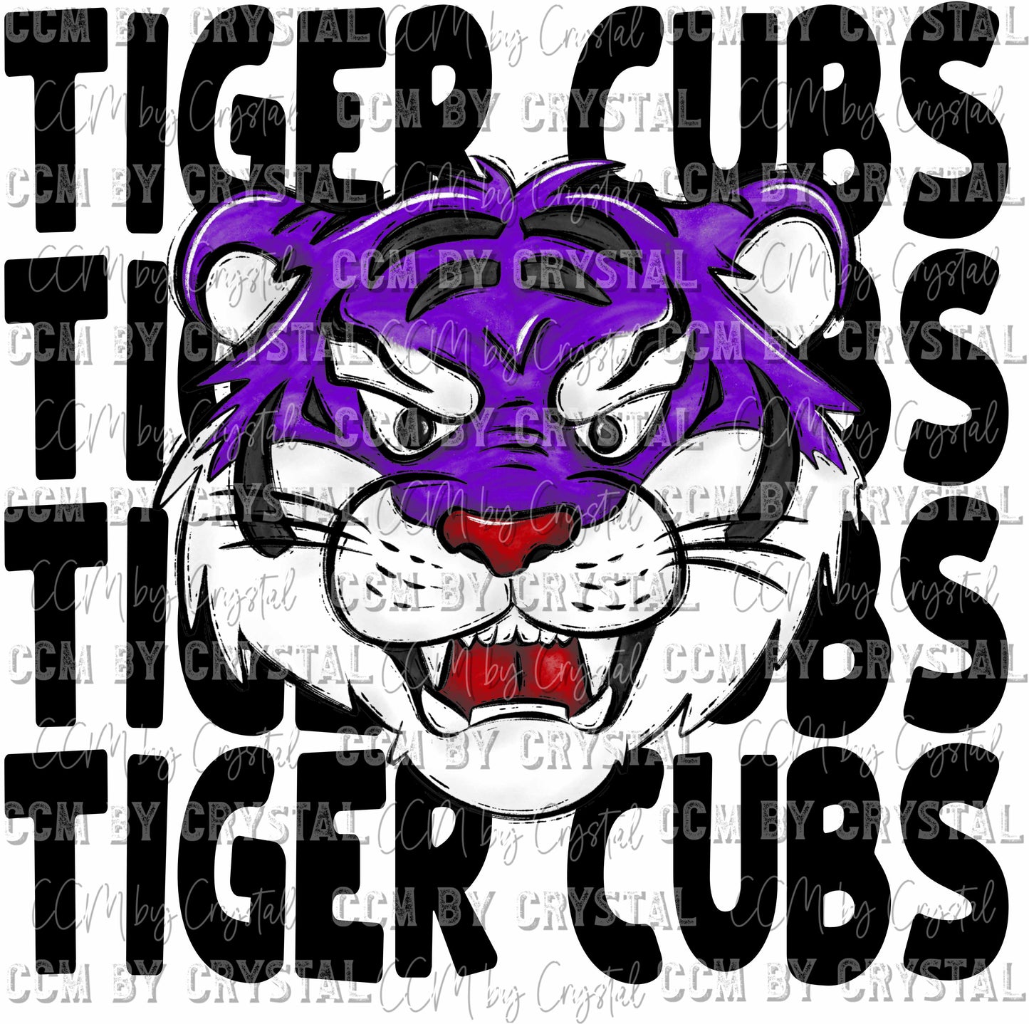 Tiger Cubs Purple Mascot PNG Digital File ONLY