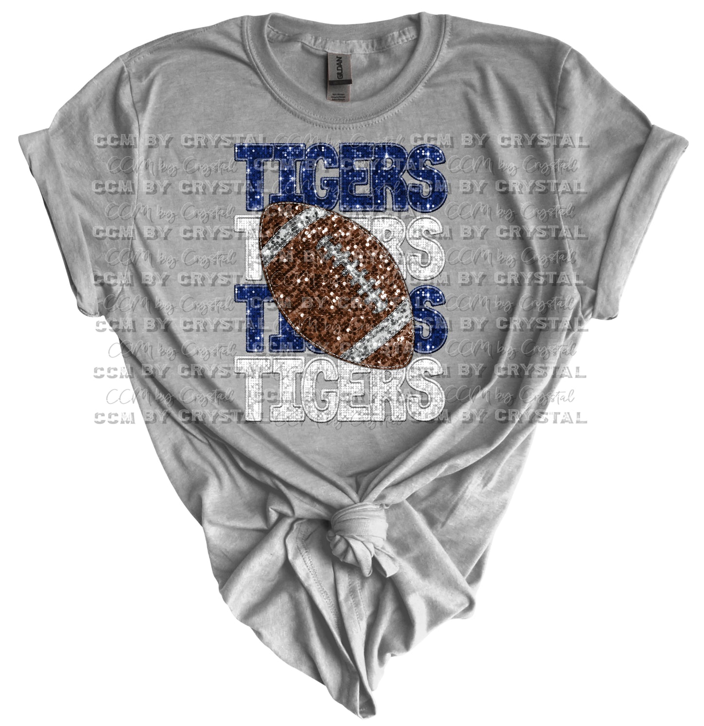 Tigers Football Stacked Print Gildan Softstyle T-Shirt