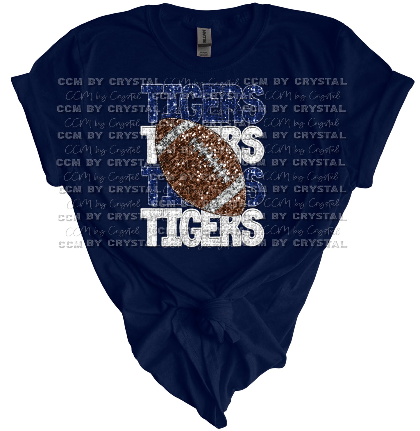 Tigers Football Stacked Print Gildan Softstyle T-Shirt