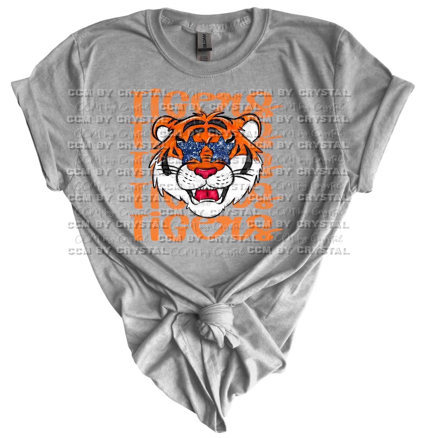 Tigers Orange Transparent Print Gildan Softstyle T-Shirt
