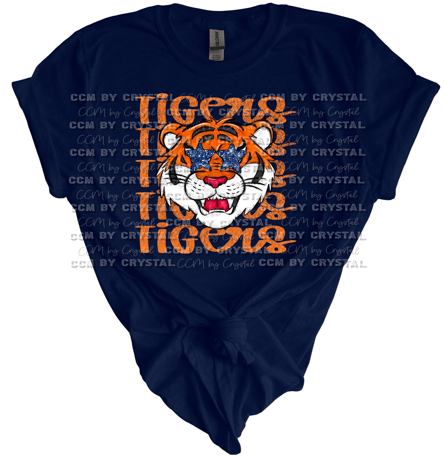 Tigers Orange Transparent Print Gildan Softstyle T-Shirt