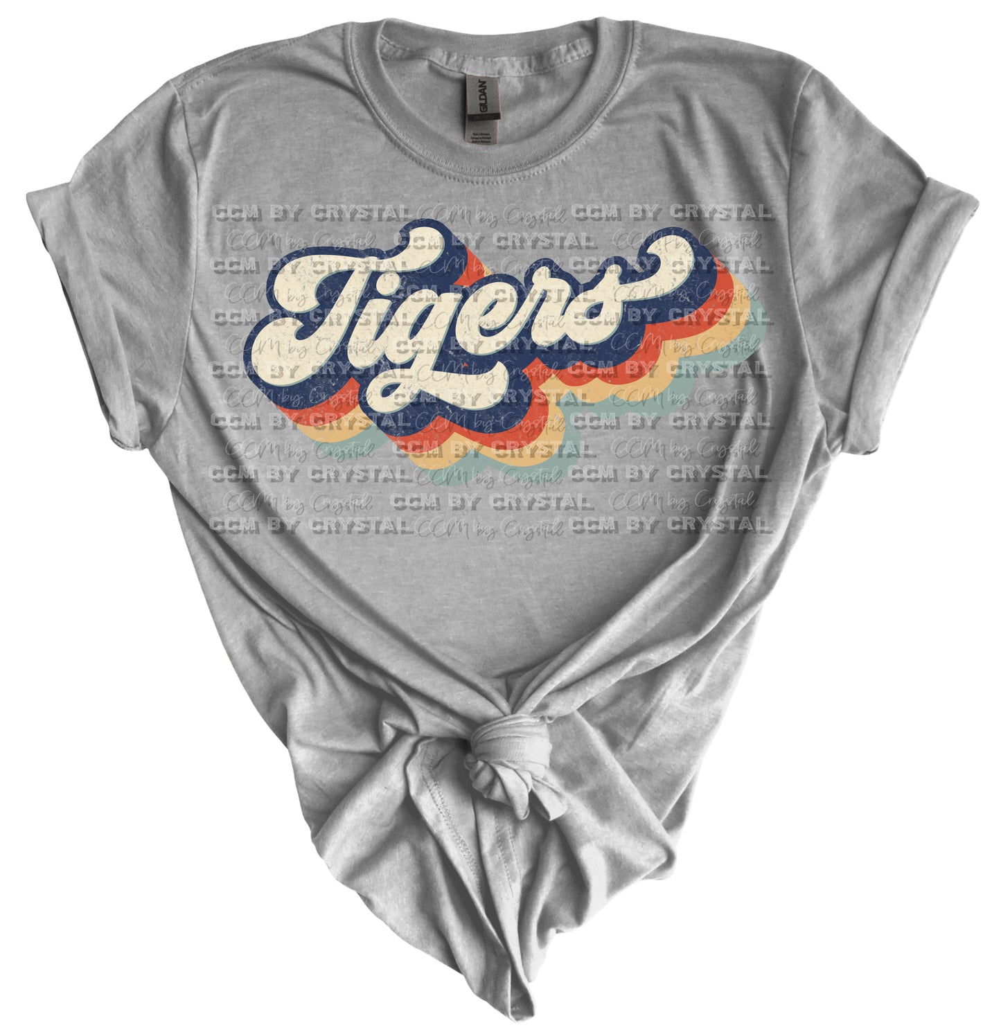 Tigers Retro Distressed Print Gildan Softstyle T-Shirt