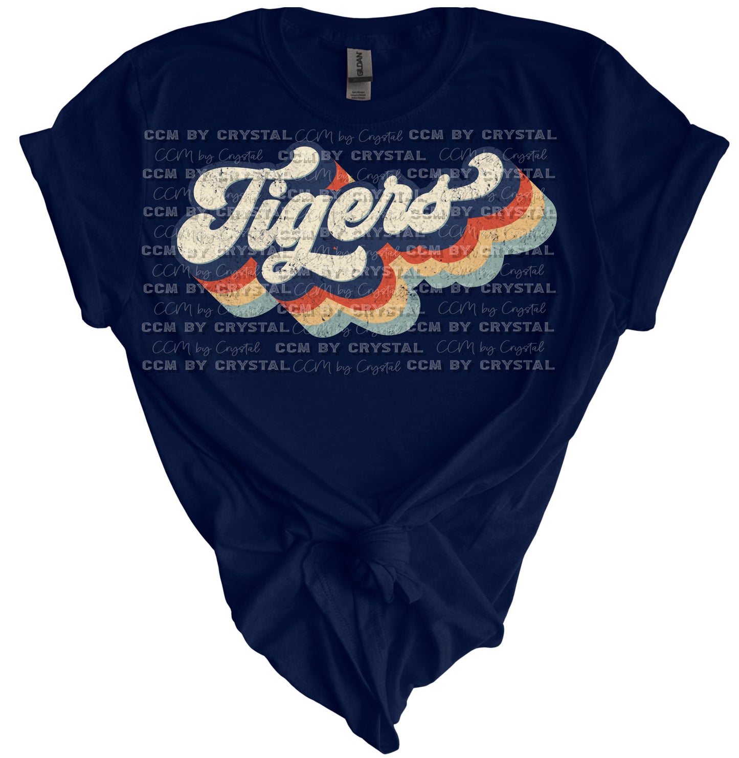 Tigers Retro Distressed Print Gildan Softstyle T-Shirt