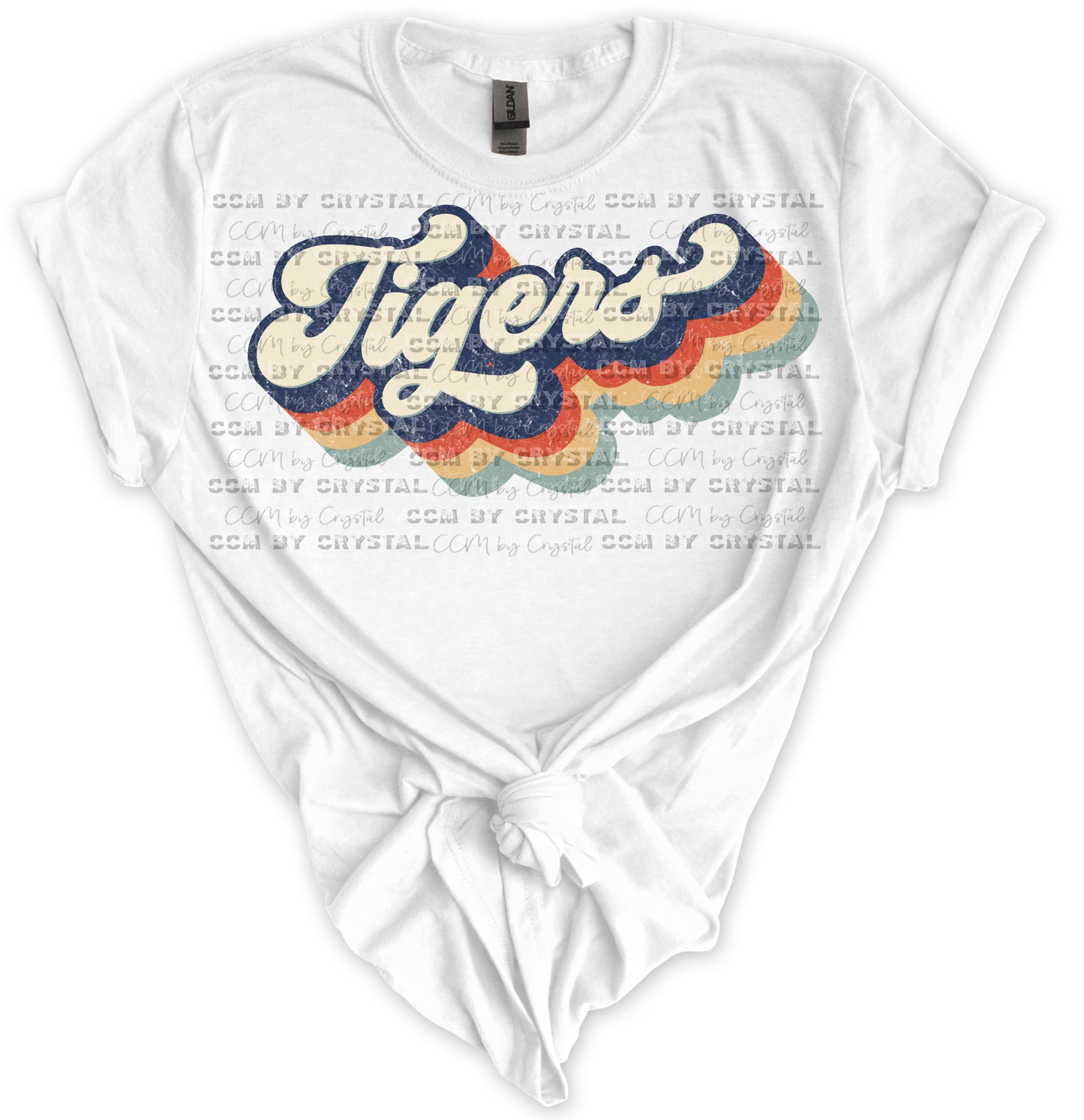 Tigers Retro Distressed Print Gildan Softstyle T-Shirt