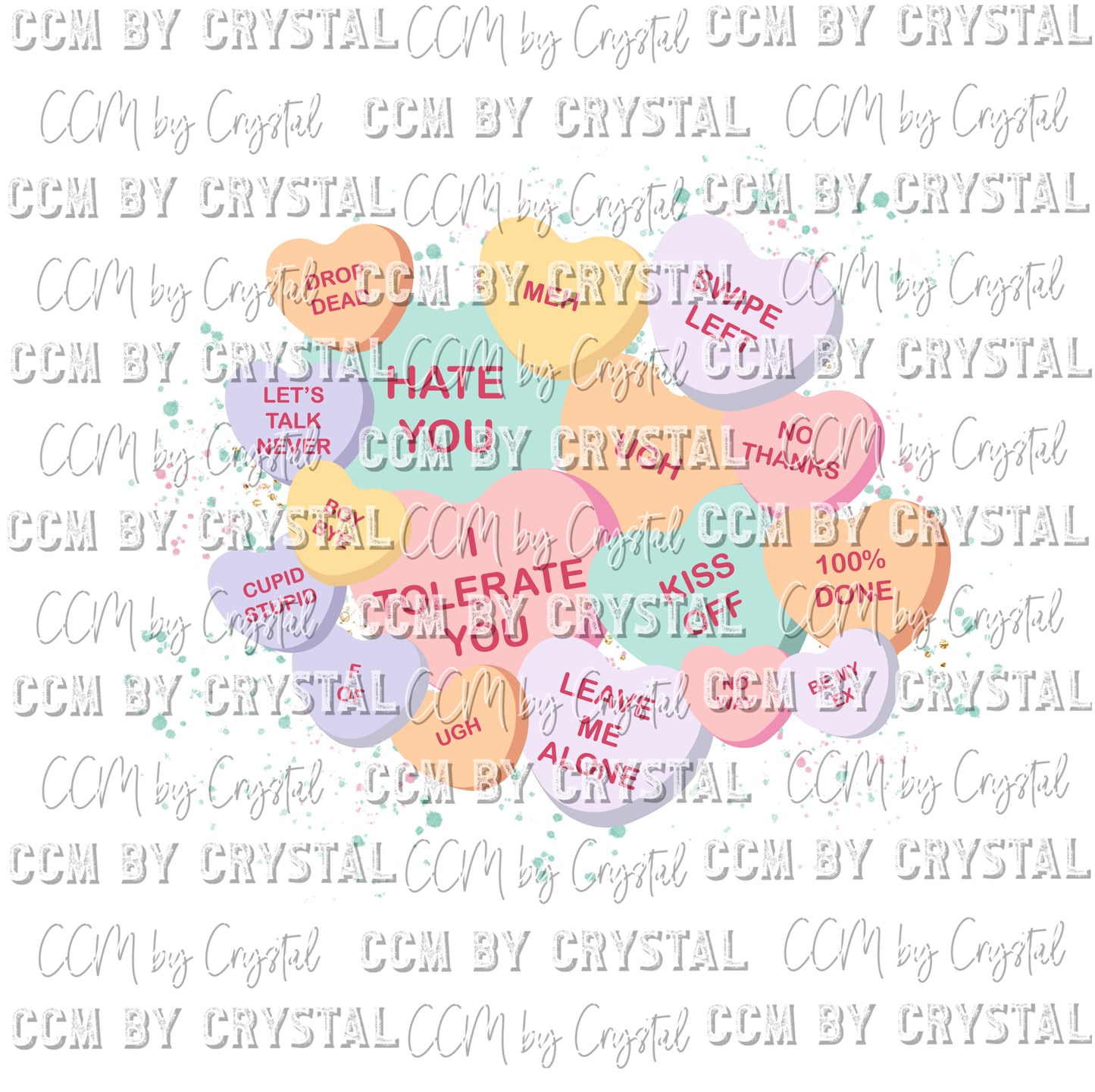 Valentine Candy Hearts Ready to Press Transfer