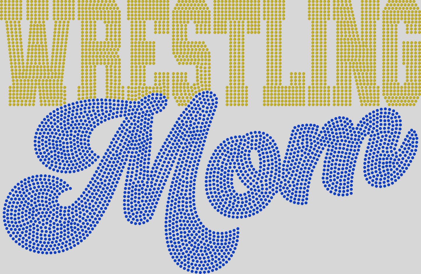 Wrestling Mom 11" Wide 2- Color Spangle Ready to Press Spangle Transfer Sparkle Bling