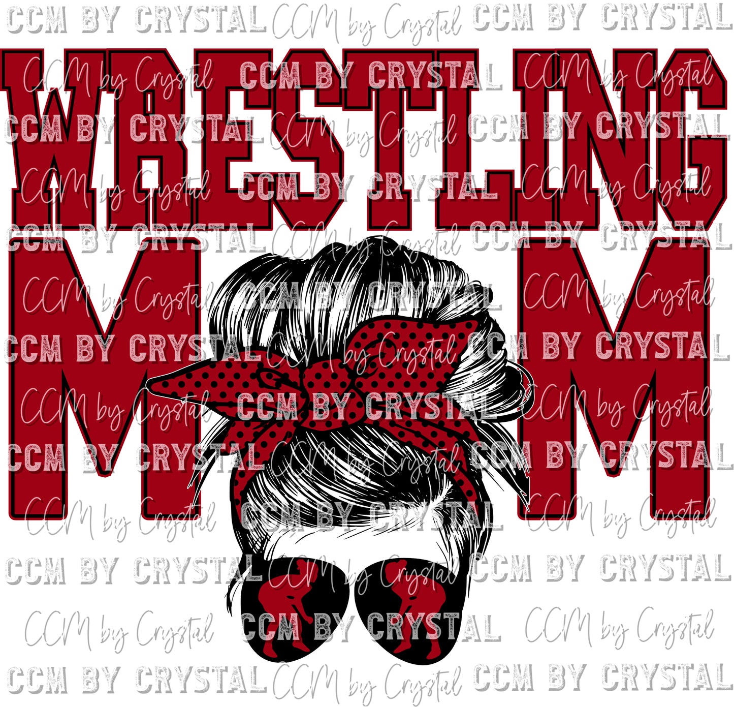 Wrestling Mom Messy Bun Red Ready to Press Transfer
