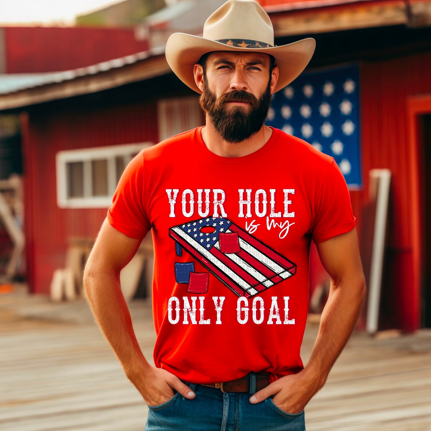USA Your Hole is My Only Goal Cornhole Ready to Press Transfer