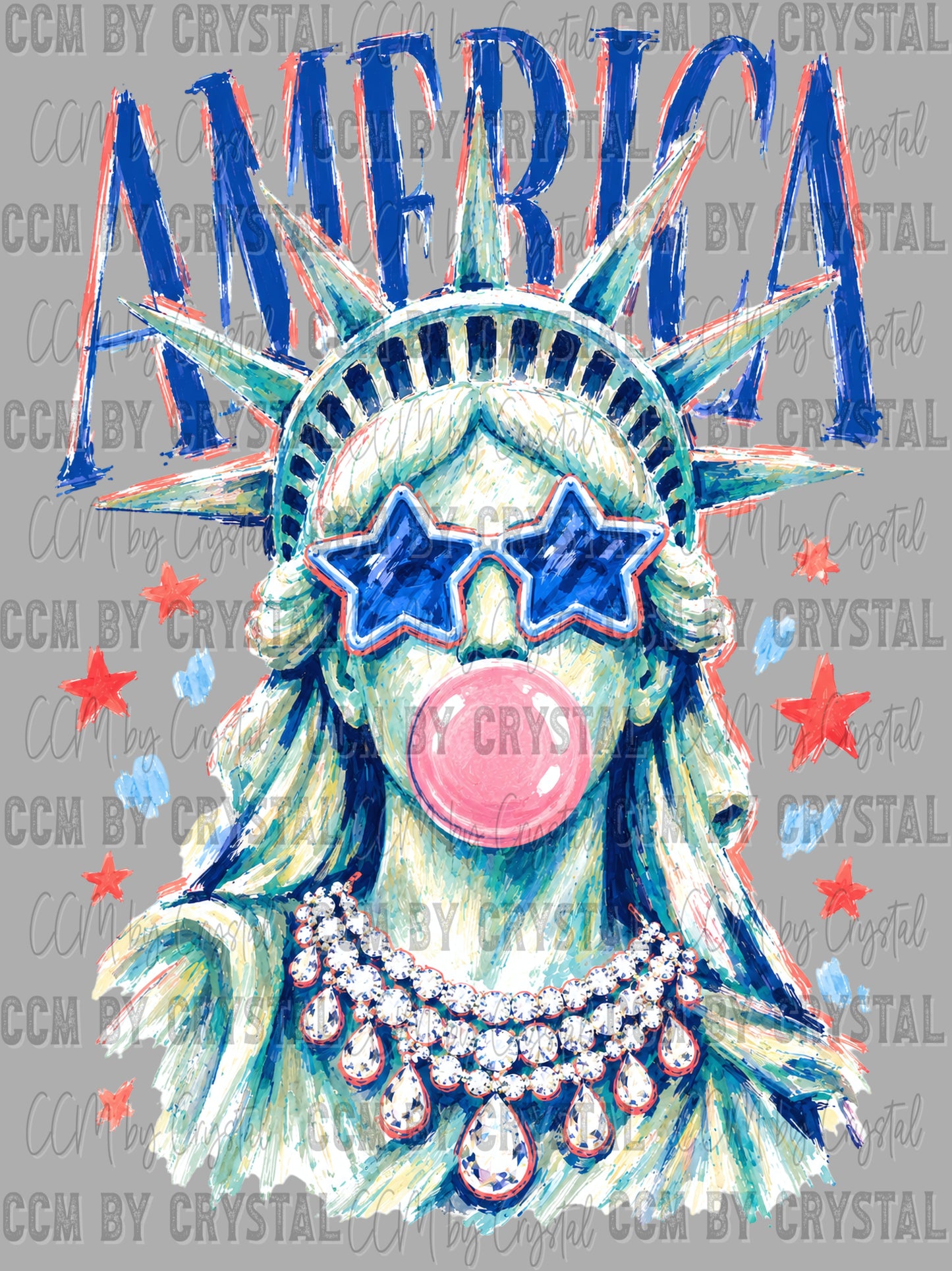 America Statue of Liberty Bubble Sunnies 4th of July Ready to Press DTF Transfers Sublimation Transfers