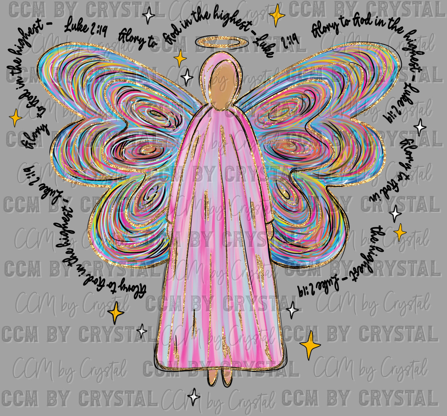 Christmas Colorful Angel Ready to Press Transfer DTF Transfer Sublimation Transfer