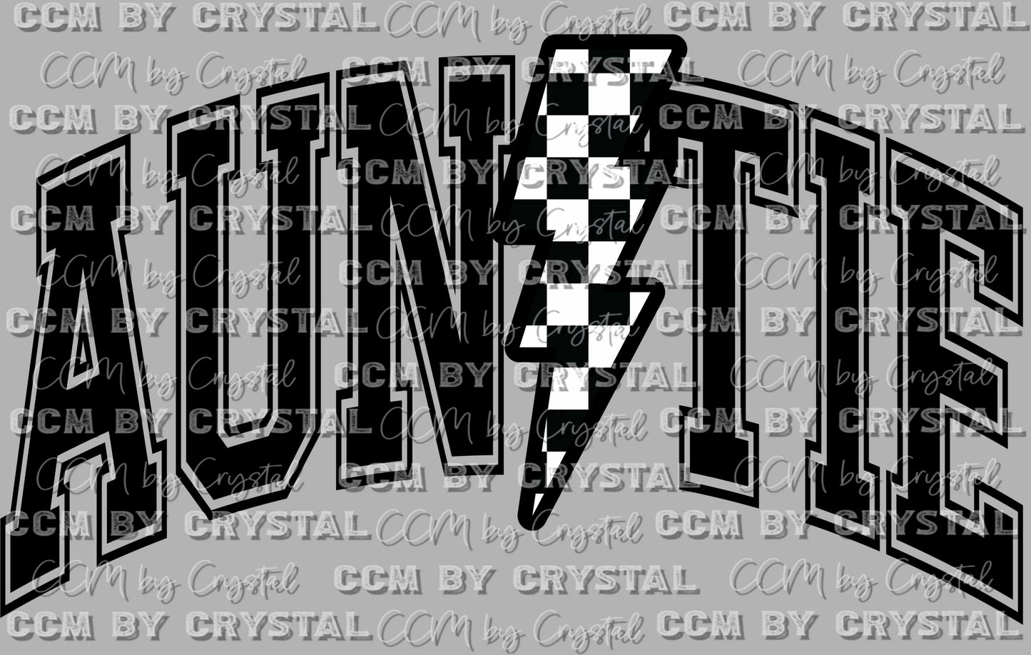 Auntie Checkered Lightning Bolt Ready to Press Transfer